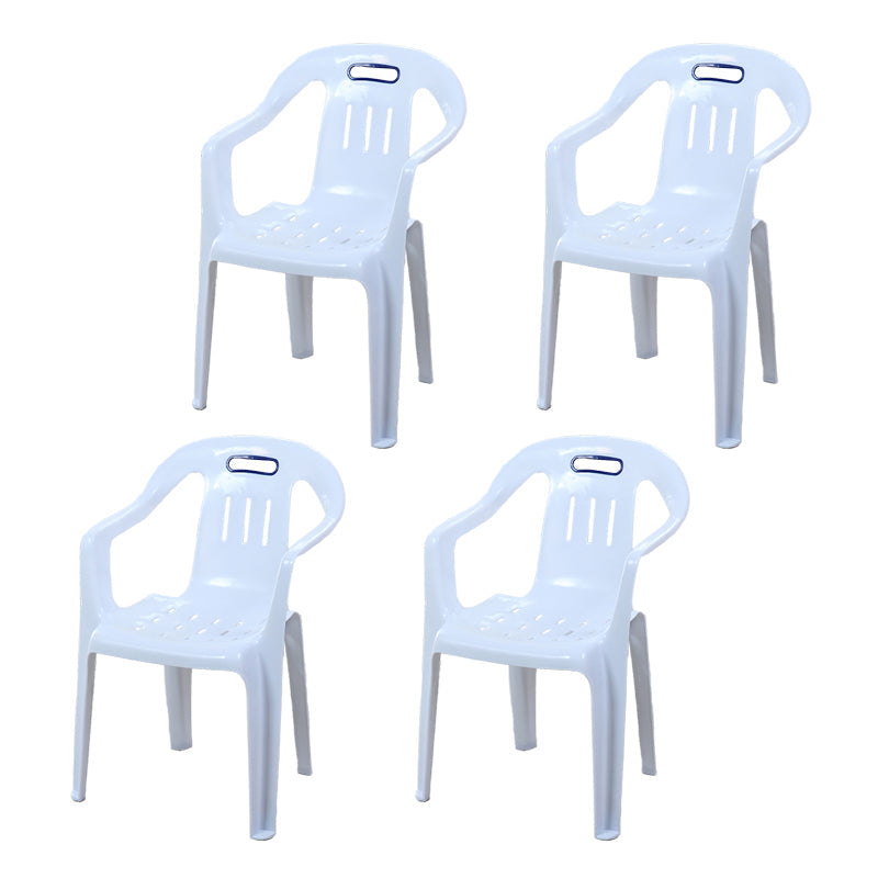 Minimalist Style Stacking Dining Arm Chairs Plastic Slat Back Dining Side Chair for Home White 4 Piece Set Clearhalo ' kitchen&dining_furn' 'Dining Chairs' 'Dining Tables & Seating' 'dining_chair' 'furn' 'furn_dining_chair' 'Furniture' 'furniture_dining_chair' 'Kitchen & Dining Furniture' 'kitchen' 4130465