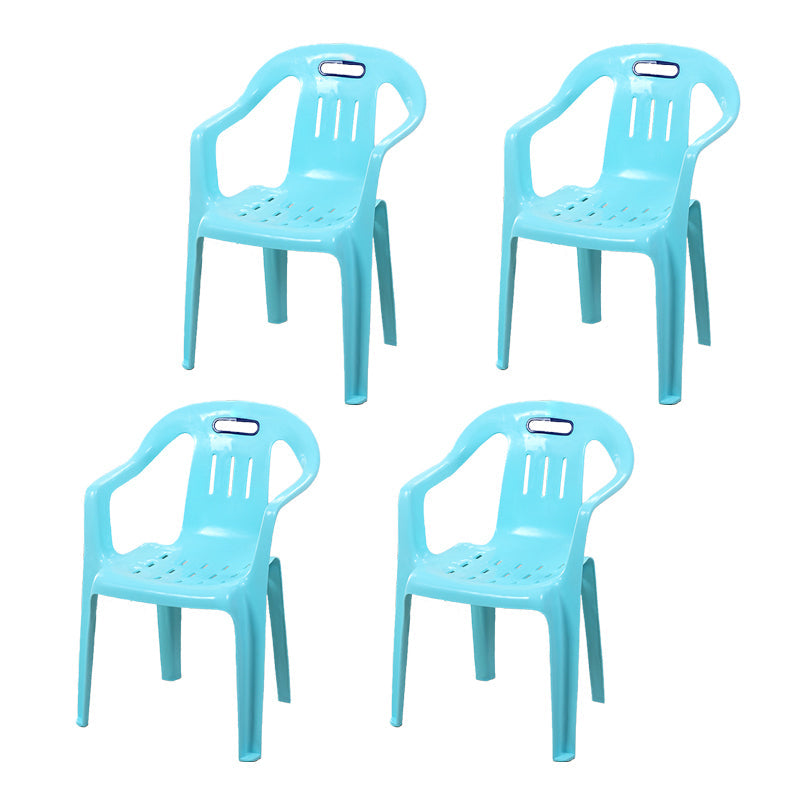 Minimalist Style Stacking Dining Arm Chairs Plastic Slat Back Dining Side Chair for Home Light Blue 4 Piece Set Clearhalo ' kitchen&dining_furn' 'Dining Chairs' 'Dining Tables & Seating' 'dining_chair' 'furn' 'furn_dining_chair' 'Furniture' 'furniture_dining_chair' 'Kitchen & Dining Furniture' 'kitchen' 4130468