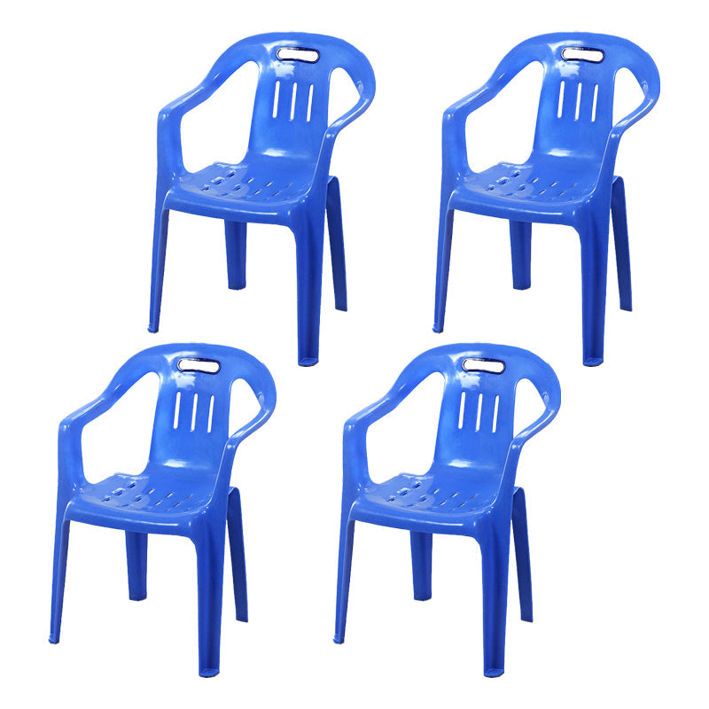 Minimalist Style Stacking Dining Arm Chairs Plastic Slat Back Dining Side Chair for Home Dark Blue 4 Piece Set Clearhalo ' kitchen&dining_furn' 'Dining Chairs' 'Dining Tables & Seating' 'dining_chair' 'furn' 'furn_dining_chair' 'Furniture' 'furniture_dining_chair' 'Kitchen & Dining Furniture' 'kitchen' 4130471