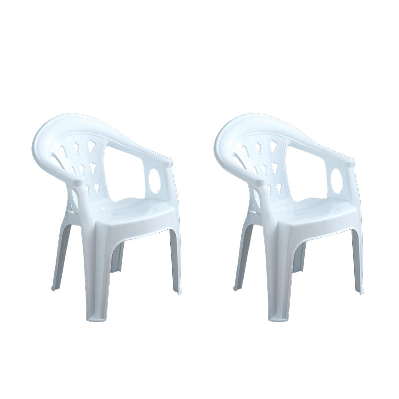 Contemporary Stacking Dining Arm Chairs Plastic Dining Side Chair for Home Use White 2 Piece Set Clearhalo ' kitchen&dining_furn' 'Dining Chairs' 'Dining Tables & Seating' 'dining_chair' 'furn' 'furn_dining_chair' 'Furniture' 'furniture_dining_chair' 'Kitchen & Dining Furniture' 'kitchen' 4130487