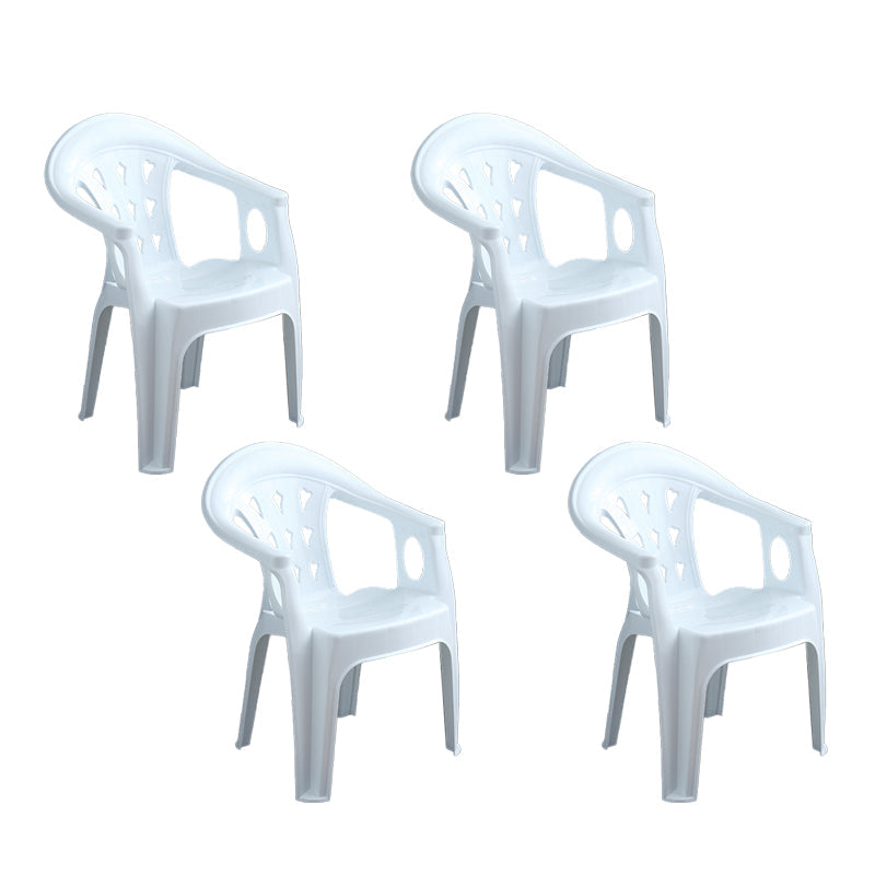 Contemporary Stacking Dining Arm Chairs Plastic Dining Side Chair for Home Use White 4 Piece Set Clearhalo ' kitchen&dining_furn' 'Dining Chairs' 'Dining Tables & Seating' 'dining_chair' 'furn' 'furn_dining_chair' 'Furniture' 'furniture_dining_chair' 'Kitchen & Dining Furniture' 'kitchen' 4130489