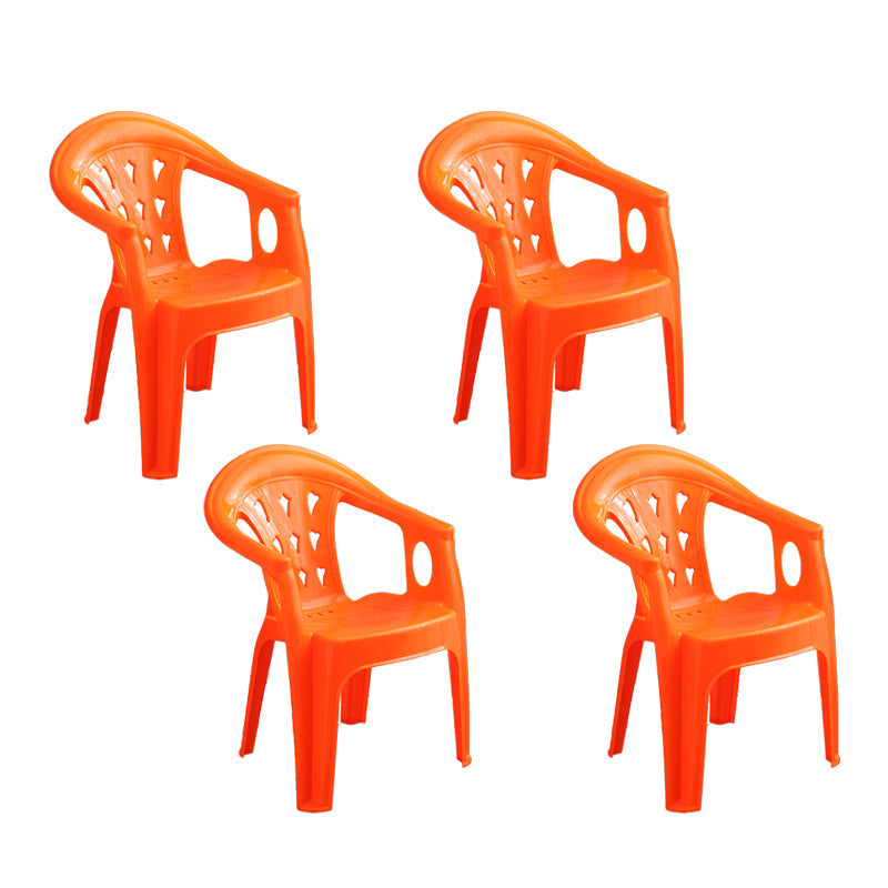 Contemporary Stacking Dining Arm Chairs Plastic Dining Side Chair for Home Use Orange 4 Piece Set Clearhalo ' kitchen&dining_furn' 'Dining Chairs' 'Dining Tables & Seating' 'dining_chair' 'furn' 'furn_dining_chair' 'Furniture' 'furniture_dining_chair' 'Kitchen & Dining Furniture' 'kitchen' 4130495