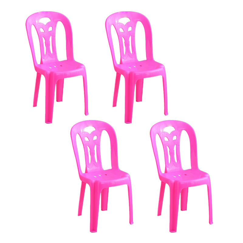 Modern Stacking Dining Armless Chairs Plastic Dining Side Chair for Home Use Red 4 Piece Set Clearhalo ' kitchen&dining_furn' 'Dining Chairs' 'Dining Tables & Seating' 'dining_chair' 'furn' 'furn_dining_chair' 'Furniture' 'furniture_dining_chair' 'Kitchen & Dining Furniture' 'kitchen' 4130514