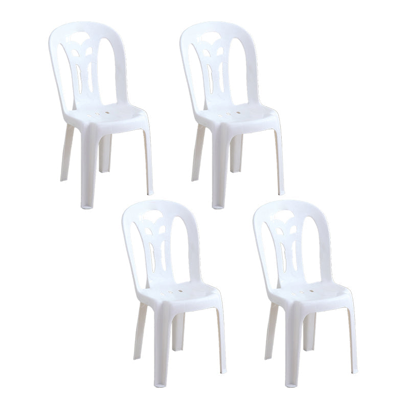 Modern Stacking Dining Armless Chairs Plastic Dining Side Chair for Home Use White 4 Piece Set Clearhalo ' kitchen&dining_furn' 'Dining Chairs' 'Dining Tables & Seating' 'dining_chair' 'furn' 'furn_dining_chair' 'Furniture' 'furniture_dining_chair' 'Kitchen & Dining Furniture' 'kitchen' 4130520