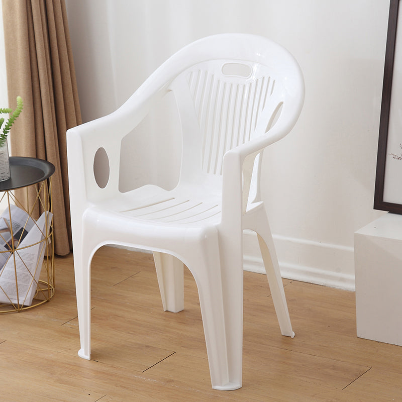 Contemporary Stacking Slat Back Dining Arm Chairs Plastic Dining Side Chair for Home Use White 1 Piece Clearhalo ' kitchen&dining_furn' 'Dining Chairs' 'Dining Tables & Seating' 'dining_chair' 'furn' 'furn_dining_chair' 'Furniture' 'furniture_dining_chair' 'Kitchen & Dining Furniture' 'kitchen' 4130529