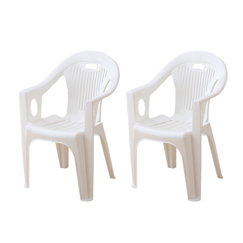 Contemporary Stacking Slat Back Dining Arm Chairs Plastic Dining Side Chair for Home Use White 2 Piece Set Clearhalo ' kitchen&dining_furn' 'Dining Chairs' 'Dining Tables & Seating' 'dining_chair' 'furn' 'furn_dining_chair' 'Furniture' 'furniture_dining_chair' 'Kitchen & Dining Furniture' 'kitchen' 4130531