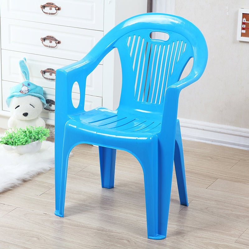 Contemporary Stacking Slat Back Dining Arm Chairs Plastic Dining Side Chair for Home Use Blue 1 Piece Clearhalo ' kitchen&dining_furn' 'Dining Chairs' 'Dining Tables & Seating' 'dining_chair' 'furn' 'furn_dining_chair' 'Furniture' 'furniture_dining_chair' 'Kitchen & Dining Furniture' 'kitchen' 4130535