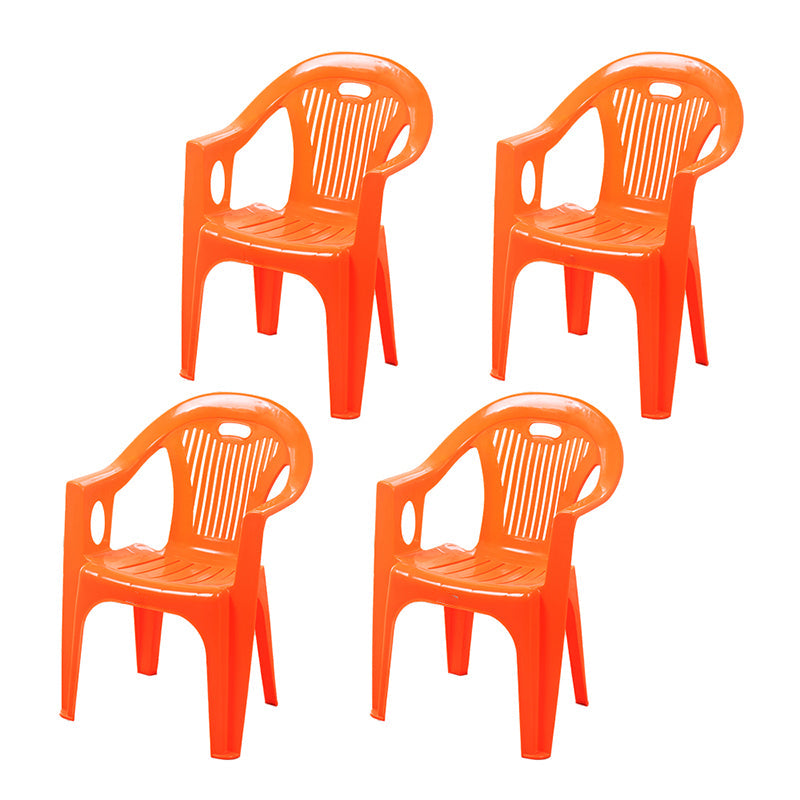 Contemporary Stacking Slat Back Dining Arm Chairs Plastic Dining Side Chair for Home Use Orange 4 Piece Set Clearhalo ' kitchen&dining_furn' 'Dining Chairs' 'Dining Tables & Seating' 'dining_chair' 'furn' 'furn_dining_chair' 'Furniture' 'furniture_dining_chair' 'Kitchen & Dining Furniture' 'kitchen' 4130549
