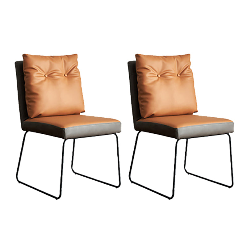 Minimalist Style Luxury Leather Dining Chairs Solid Back Upholstered Chairs Brown 2 Piece Set Clearhalo ' kitchen&dining_furn' 'Dining Chairs' 'Dining Tables & Seating' 'dining_chair' 'furn' 'furn_dining_chair' 'Furniture' 'furniture_dining_chair' 'Kitchen & Dining Furniture' 'kitchen' 4130554