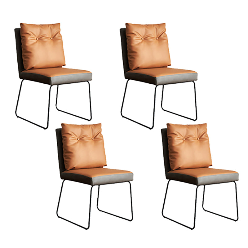 Minimalist Style Luxury Leather Dining Chairs Solid Back Upholstered Chairs Brown 4 Piece Set Clearhalo ' kitchen&dining_furn' 'Dining Chairs' 'Dining Tables & Seating' 'dining_chair' 'furn' 'furn_dining_chair' 'Furniture' 'furniture_dining_chair' 'Kitchen & Dining Furniture' 'kitchen' 4130555