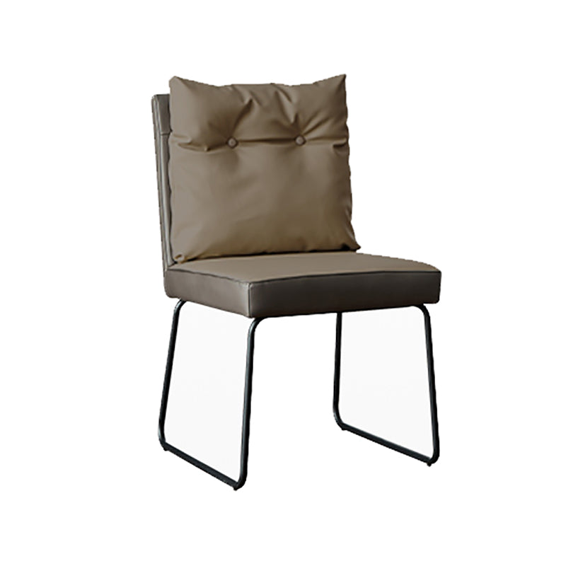 Minimalist Style Luxury Leather Dining Chairs Solid Back Upholstered Chairs Khaki 1 Piece Clearhalo ' kitchen&dining_furn' 'Dining Chairs' 'Dining Tables & Seating' 'dining_chair' 'furn' 'furn_dining_chair' 'Furniture' 'furniture_dining_chair' 'Kitchen & Dining Furniture' 'kitchen' 4130558
