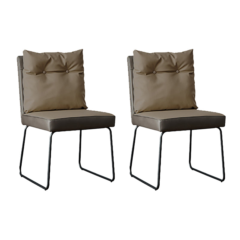 Minimalist Style Luxury Leather Dining Chairs Solid Back Upholstered Chairs Khaki 2 Piece Set Clearhalo ' kitchen&dining_furn' 'Dining Chairs' 'Dining Tables & Seating' 'dining_chair' 'furn' 'furn_dining_chair' 'Furniture' 'furniture_dining_chair' 'Kitchen & Dining Furniture' 'kitchen' 4130559