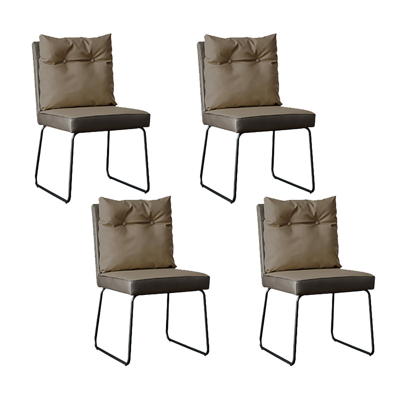 Minimalist Style Luxury Leather Dining Chairs Solid Back Upholstered Chairs Khaki 4 Piece Set Clearhalo ' kitchen&dining_furn' 'Dining Chairs' 'Dining Tables & Seating' 'dining_chair' 'furn' 'furn_dining_chair' 'Furniture' 'furniture_dining_chair' 'Kitchen & Dining Furniture' 'kitchen' 4130562