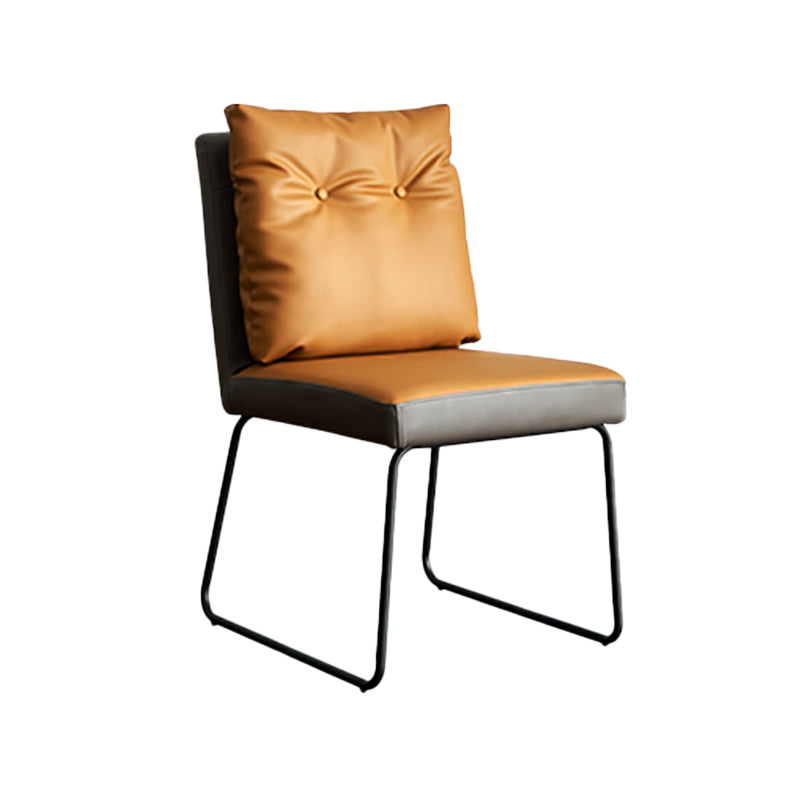 Minimalist Style Luxury Leather Dining Chairs Solid Back Upholstered Chairs Yellow 1 Piece Clearhalo ' kitchen&dining_furn' 'Dining Chairs' 'Dining Tables & Seating' 'dining_chair' 'furn' 'furn_dining_chair' 'Furniture' 'furniture_dining_chair' 'Kitchen & Dining Furniture' 'kitchen' 4130570