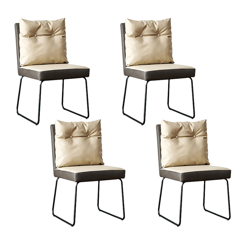 Minimalist Style Luxury Leather Dining Chairs Solid Back Upholstered Chairs White 4 Piece Set Clearhalo ' kitchen&dining_furn' 'Dining Chairs' 'Dining Tables & Seating' 'dining_chair' 'furn' 'furn_dining_chair' 'Furniture' 'furniture_dining_chair' 'Kitchen & Dining Furniture' 'kitchen' 4130575