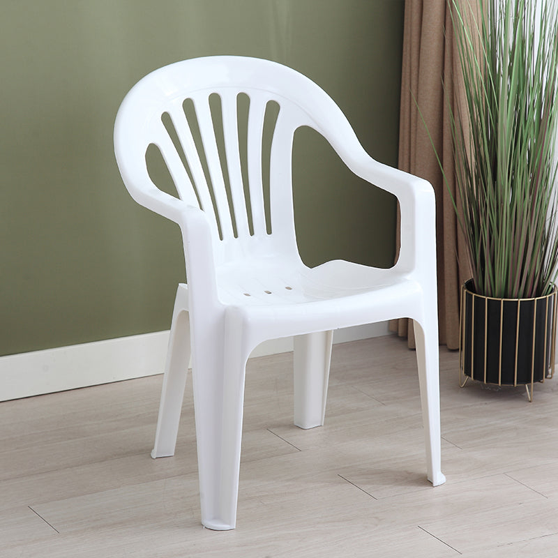 Minimalist Style Slat Back Chair Plastic Stacking Dining Side Chairs for Home White 1 Piece Clearhalo ' kitchen&dining_furn' 'Dining Chairs' 'Dining Tables & Seating' 'dining_chair' 'furn' 'furn_dining_chair' 'Furniture' 'furniture_dining_chair' 'Kitchen & Dining Furniture' 'kitchen' 4130597