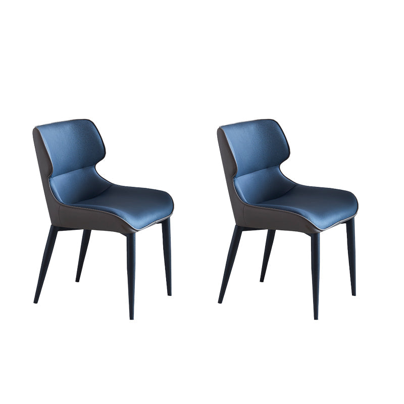 Indoor Industrial Arm Chair Wingback Metal Upholstered Dining Room Chair (Set of 2) Blue Clearhalo ' kitchen&dining_furn' 'Dining Chairs' 'Dining Tables & Seating' 'dining_chair' 'furn' 'furn_dining_chair' 'Furniture' 'furniture_dining_chair' 'Kitchen & Dining Furniture' 'kitchen' 4130605