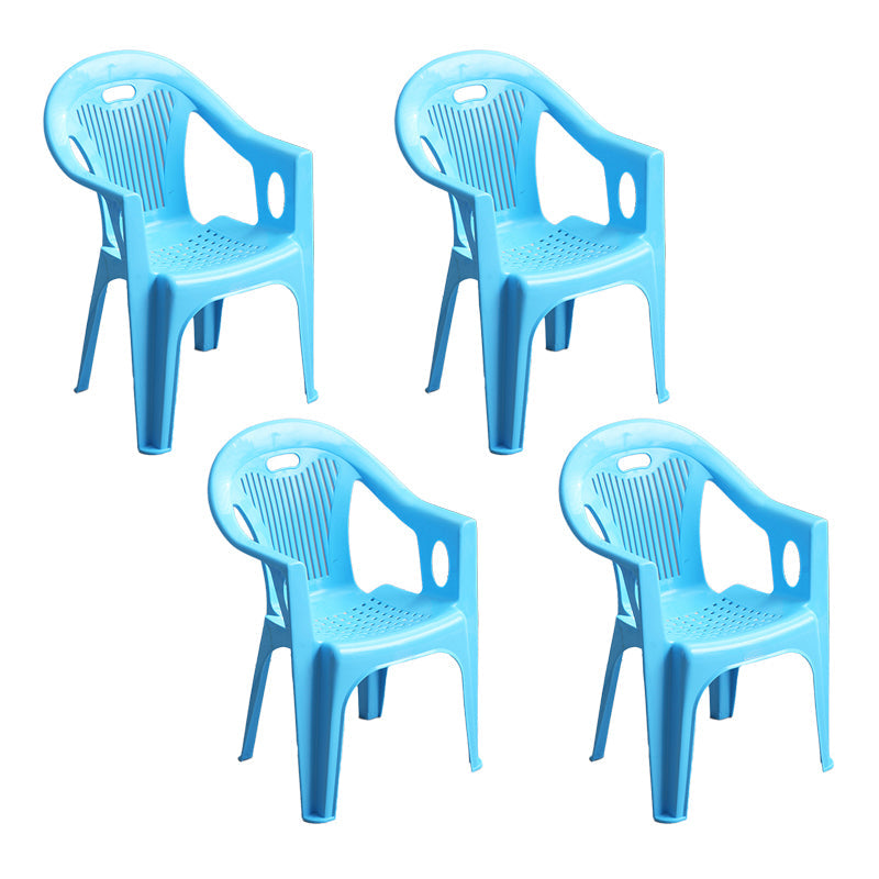 Contemporary Style Plastic Dining Arm Chairs Slat Back Stacking Side Chairs Blue 4 Piece Set Clearhalo ' kitchen&dining_furn' 'Dining Chairs' 'Dining Tables & Seating' 'dining_chair' 'furn' 'furn_dining_chair' 'Furniture' 'furniture_dining_chair' 'Kitchen & Dining Furniture' 'kitchen' 4130618