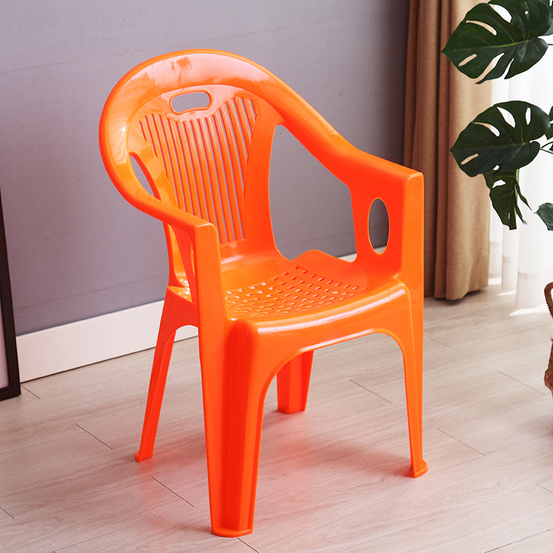Contemporary Style Plastic Dining Arm Chairs Slat Back Stacking Side Chairs Orange 1 Piece Clearhalo ' kitchen&dining_furn' 'Dining Chairs' 'Dining Tables & Seating' 'dining_chair' 'furn' 'furn_dining_chair' 'Furniture' 'furniture_dining_chair' 'Kitchen & Dining Furniture' 'kitchen' 4130632