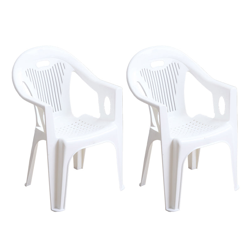 Contemporary Style Plastic Dining Arm Chairs Slat Back Stacking Side Chairs White 2 Piece Set Clearhalo ' kitchen&dining_furn' 'Dining Chairs' 'Dining Tables & Seating' 'dining_chair' 'furn' 'furn_dining_chair' 'Furniture' 'furniture_dining_chair' 'Kitchen & Dining Furniture' 'kitchen' 4130636