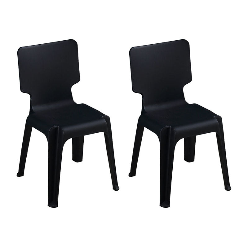 Contemporary Plastic Dining Side Chairs Solid Back Armless Stackable Chair Black 2 Piece Set Clearhalo ' kitchen&dining_furn' 'Dining Chairs' 'Dining Tables & Seating' 'dining_chair' 'furn' 'furn_dining_chair' 'Furniture' 'furniture_dining_chair' 'Kitchen & Dining Furniture' 'kitchen' 4130642