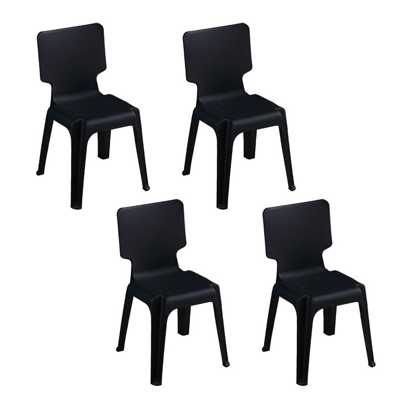 Contemporary Plastic Dining Side Chairs Solid Back Armless Stackable Chair Black 4 Piece Set Clearhalo ' kitchen&dining_furn' 'Dining Chairs' 'Dining Tables & Seating' 'dining_chair' 'furn' 'furn_dining_chair' 'Furniture' 'furniture_dining_chair' 'Kitchen & Dining Furniture' 'kitchen' 4130643