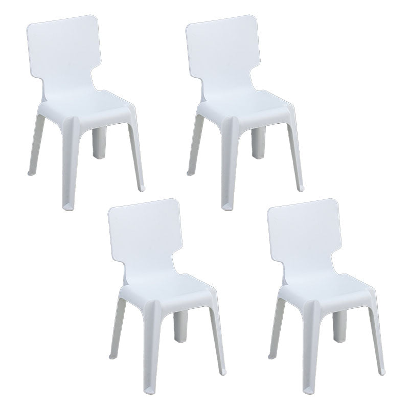 Contemporary Plastic Dining Side Chairs Solid Back Armless Stackable Chair White 4 Piece Set Clearhalo ' kitchen&dining_furn' 'Dining Chairs' 'Dining Tables & Seating' 'dining_chair' 'furn' 'furn_dining_chair' 'Furniture' 'furniture_dining_chair' 'Kitchen & Dining Furniture' 'kitchen' 4130654