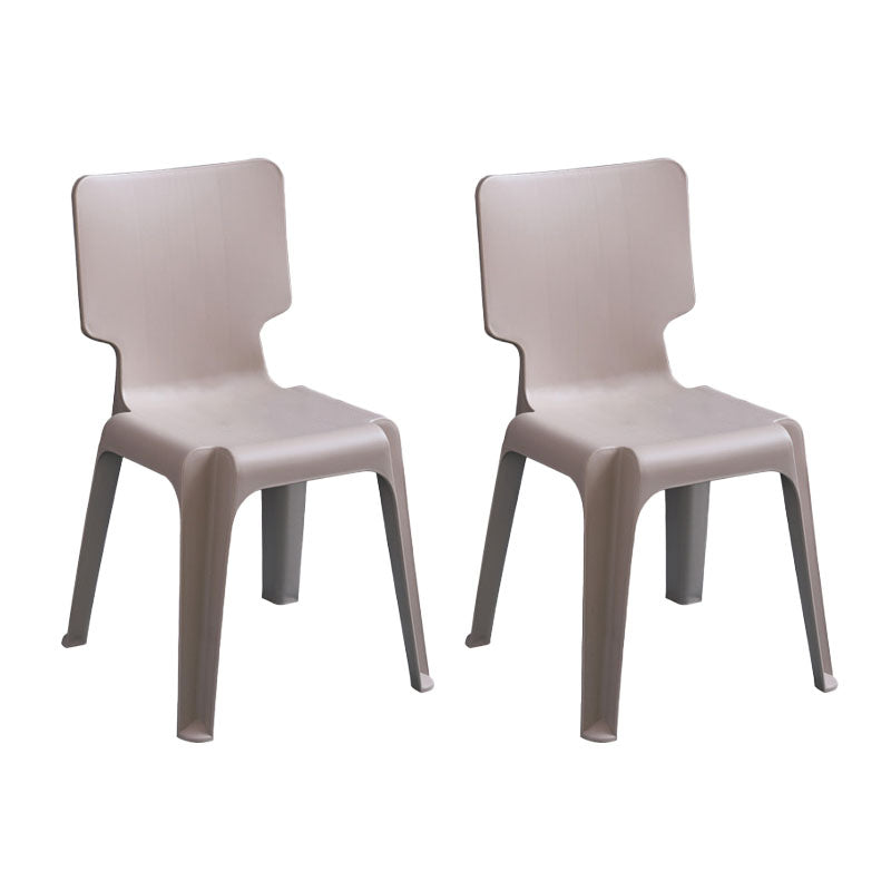 Contemporary Plastic Dining Side Chairs Solid Back Armless Stackable Chair Coffee 2 Piece Set Clearhalo ' kitchen&dining_furn' 'Dining Chairs' 'Dining Tables & Seating' 'dining_chair' 'furn' 'furn_dining_chair' 'Furniture' 'furniture_dining_chair' 'Kitchen & Dining Furniture' 'kitchen' 4130656