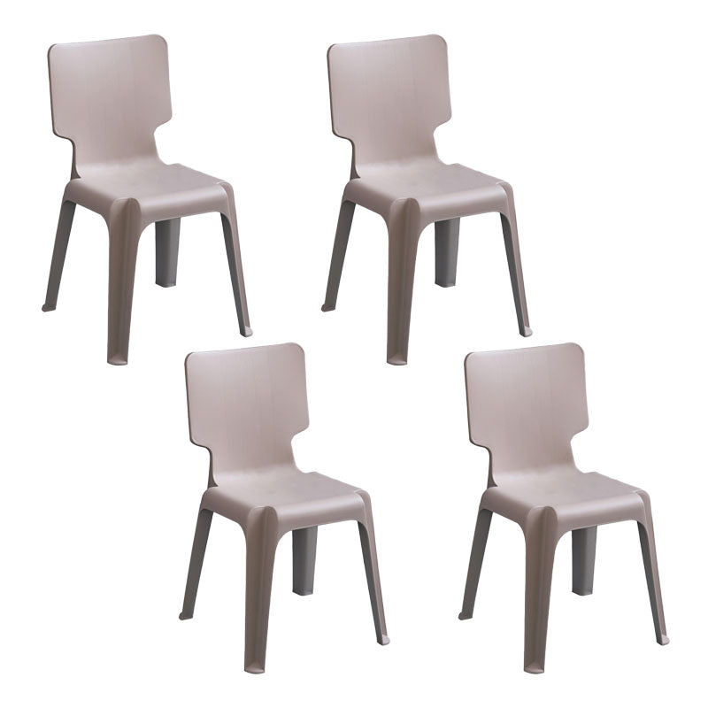 Contemporary Plastic Dining Side Chairs Solid Back Armless Stackable Chair Coffee 4 Piece Set Clearhalo ' kitchen&dining_furn' 'Dining Chairs' 'Dining Tables & Seating' 'dining_chair' 'furn' 'furn_dining_chair' 'Furniture' 'furniture_dining_chair' 'Kitchen & Dining Furniture' 'kitchen' 4130657