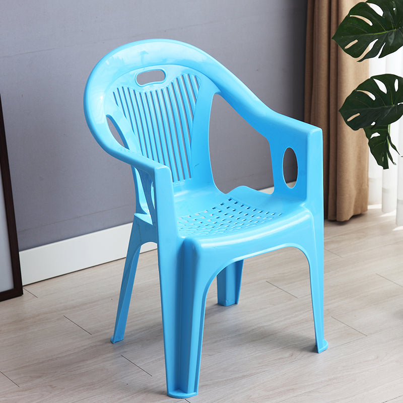Contemporary Style Plastic Dining Arm Chairs Slat Back Stacking Side Chairs for Home Use Blue 1 Piece Clearhalo ' kitchen&dining_furn' 'Dining Chairs' 'Dining Tables & Seating' 'dining_chair' 'furn' 'furn_dining_chair' 'Furniture' 'furniture_dining_chair' 'Kitchen & Dining Furniture' 'kitchen' 4130685