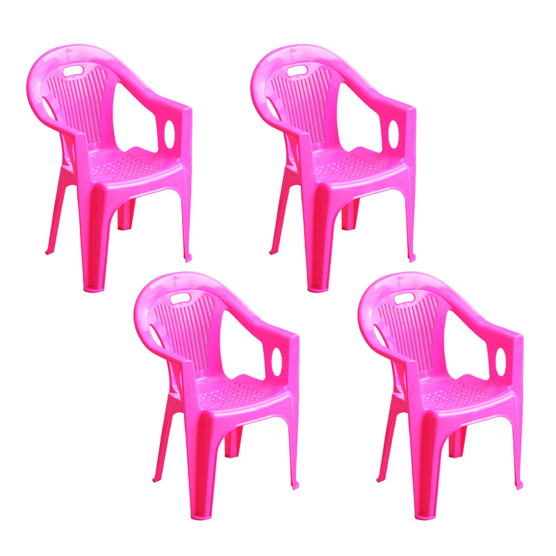 Contemporary Style Plastic Dining Arm Chairs Slat Back Stacking Side Chairs for Home Use Pink 4 Piece Set Clearhalo ' kitchen&dining_furn' 'Dining Chairs' 'Dining Tables & Seating' 'dining_chair' 'furn' 'furn_dining_chair' 'Furniture' 'furniture_dining_chair' 'Kitchen & Dining Furniture' 'kitchen' 4130701