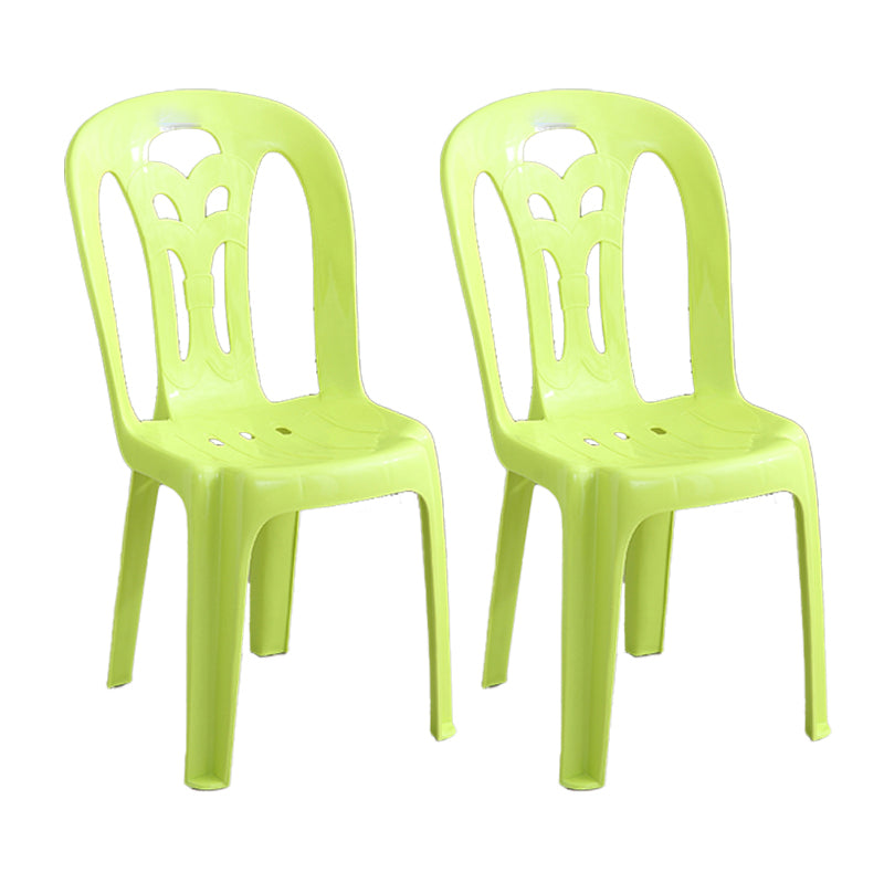 Contemporary Plastic Dining Side Chairs Slat Back Armless Stackable Chair for Home Yellow 2 Piece Set Clearhalo ' kitchen&dining_furn' 'Dining Chairs' 'Dining Tables & Seating' 'dining_chair' 'furn' 'furn_dining_chair' 'Furniture' 'furniture_dining_chair' 'Kitchen & Dining Furniture' 'kitchen' 4130722