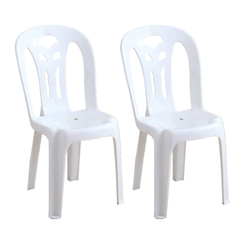 Contemporary Plastic Dining Side Chairs Slat Back Armless Stackable Chair for Home White 2 Piece Set Clearhalo ' kitchen&dining_furn' 'Dining Chairs' 'Dining Tables & Seating' 'dining_chair' 'furn' 'furn_dining_chair' 'Furniture' 'furniture_dining_chair' 'Kitchen & Dining Furniture' 'kitchen' 4130725