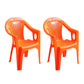 Contemporary Style Slat Back Stacking Side Chair Plastic Dining Arm Chairs Orange 2 Piece Set Clearhalo ' kitchen&dining_furn' 'Dining Chairs' 'Dining Tables & Seating' 'dining_chair' 'furn' 'furn_dining_chair' 'Furniture' 'furniture_dining_chair' 'Kitchen & Dining Furniture' 'kitchen' 4130753