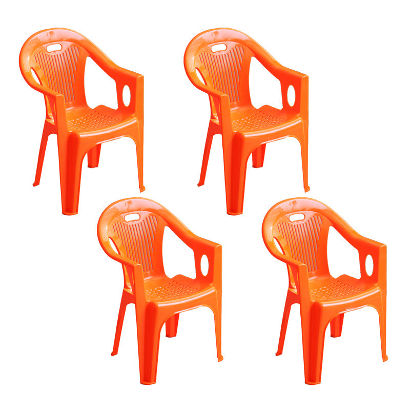 Contemporary Style Slat Back Stacking Side Chair Plastic Dining Arm Chairs Orange 4 Piece Set Clearhalo ' kitchen&dining_furn' 'Dining Chairs' 'Dining Tables & Seating' 'dining_chair' 'furn' 'furn_dining_chair' 'Furniture' 'furniture_dining_chair' 'Kitchen & Dining Furniture' 'kitchen' 4130754