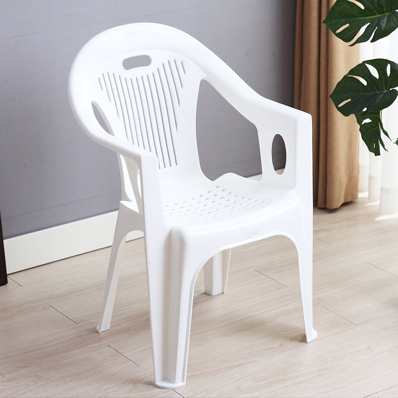Contemporary Style Slat Back Stacking Side Chair Plastic Dining Arm Chairs White 1 Piece Clearhalo ' kitchen&dining_furn' 'Dining Chairs' 'Dining Tables & Seating' 'dining_chair' 'furn' 'furn_dining_chair' 'Furniture' 'furniture_dining_chair' 'Kitchen & Dining Furniture' 'kitchen' 4130755