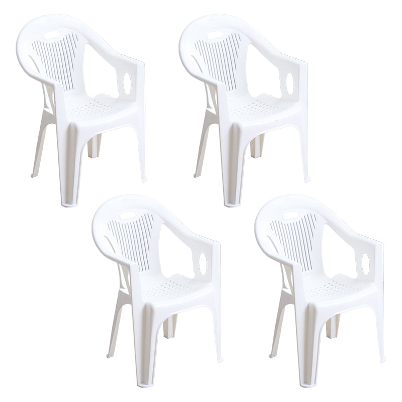 Contemporary Style Slat Back Stacking Side Chair Plastic Dining Arm Chairs White 4 Piece Set Clearhalo ' kitchen&dining_furn' 'Dining Chairs' 'Dining Tables & Seating' 'dining_chair' 'furn' 'furn_dining_chair' 'Furniture' 'furniture_dining_chair' 'Kitchen & Dining Furniture' 'kitchen' 4130757