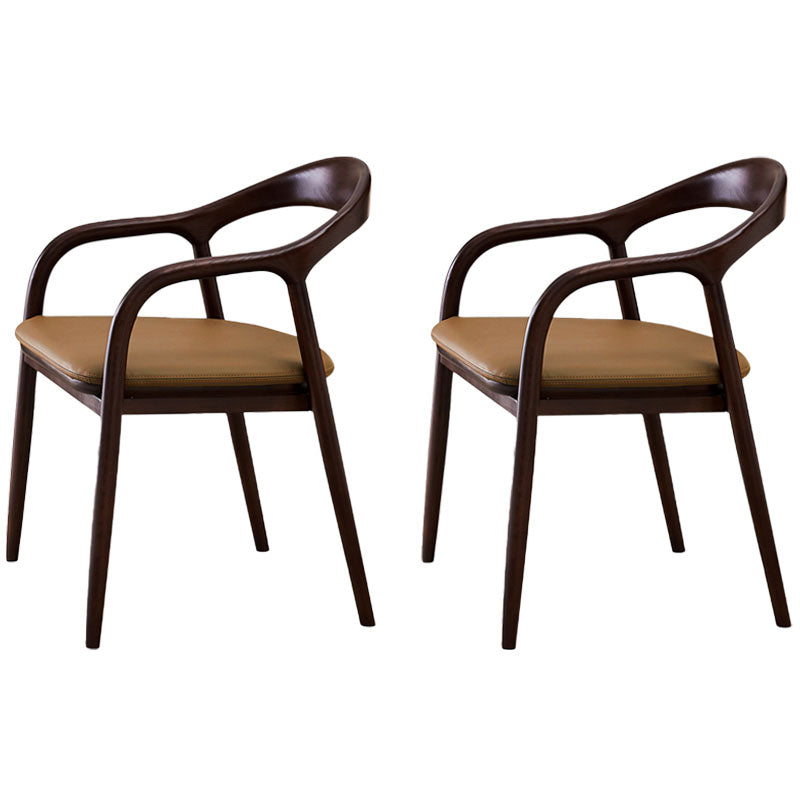 Traditional Solid Ash Wood Chairs Open Back Arm Dining Room Chairs Set Coffee 2 Piece Set Clearhalo ' kitchen&dining_furn' 'Dining Chairs' 'Dining Tables & Seating' 'dining_chair' 'furn' 'furn_dining_chair' 'Furniture' 'furniture_dining_chair' 'Kitchen & Dining Furniture' 'kitchen' 4130784