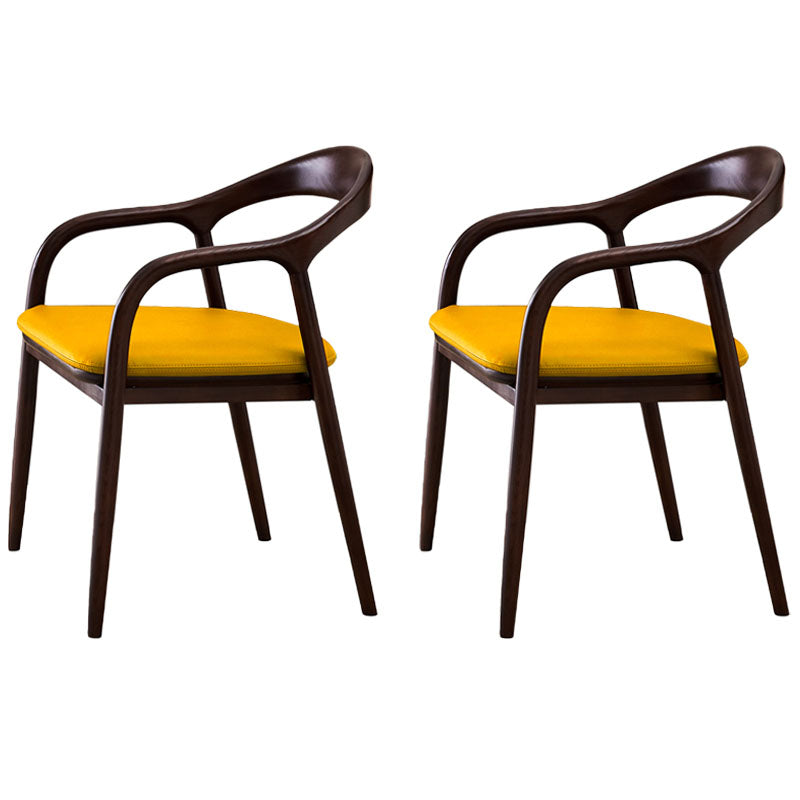 Traditional Solid Ash Wood Chairs Open Back Arm Dining Room Chairs Set Yellow 2 Piece Set Clearhalo ' kitchen&dining_furn' 'Dining Chairs' 'Dining Tables & Seating' 'dining_chair' 'furn' 'furn_dining_chair' 'Furniture' 'furniture_dining_chair' 'Kitchen & Dining Furniture' 'kitchen' 4130787