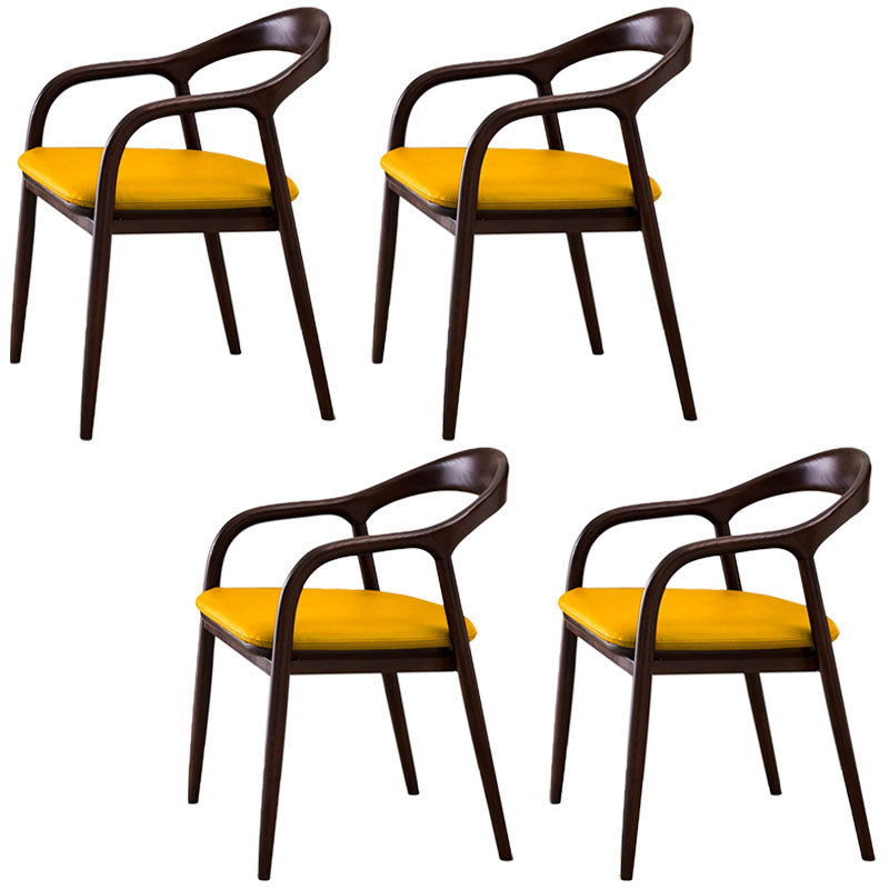 Traditional Solid Ash Wood Chairs Open Back Arm Dining Room Chairs Set Yellow 4 Piece Set Clearhalo ' kitchen&dining_furn' 'Dining Chairs' 'Dining Tables & Seating' 'dining_chair' 'furn' 'furn_dining_chair' 'Furniture' 'furniture_dining_chair' 'Kitchen & Dining Furniture' 'kitchen' 4130788