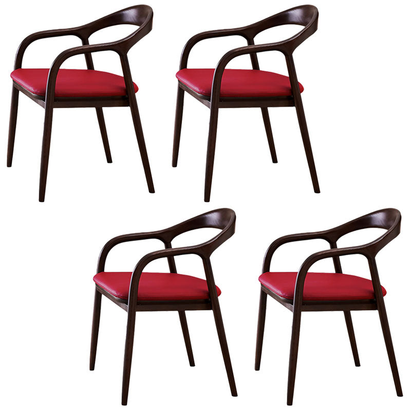 Traditional Solid Ash Wood Chairs Open Back Arm Dining Room Chairs Set Red 4 Piece Set Clearhalo ' kitchen&dining_furn' 'Dining Chairs' 'Dining Tables & Seating' 'dining_chair' 'furn' 'furn_dining_chair' 'Furniture' 'furniture_dining_chair' 'Kitchen & Dining Furniture' 'kitchen' 4130791