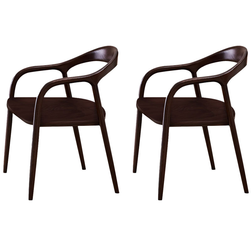 Traditional Solid Ash Wood Chairs Open Back Arm Dining Room Chairs Set Walnut 2 Piece Set Clearhalo ' kitchen&dining_furn' 'Dining Chairs' 'Dining Tables & Seating' 'dining_chair' 'furn' 'furn_dining_chair' 'Furniture' 'furniture_dining_chair' 'Kitchen & Dining Furniture' 'kitchen' 4130793