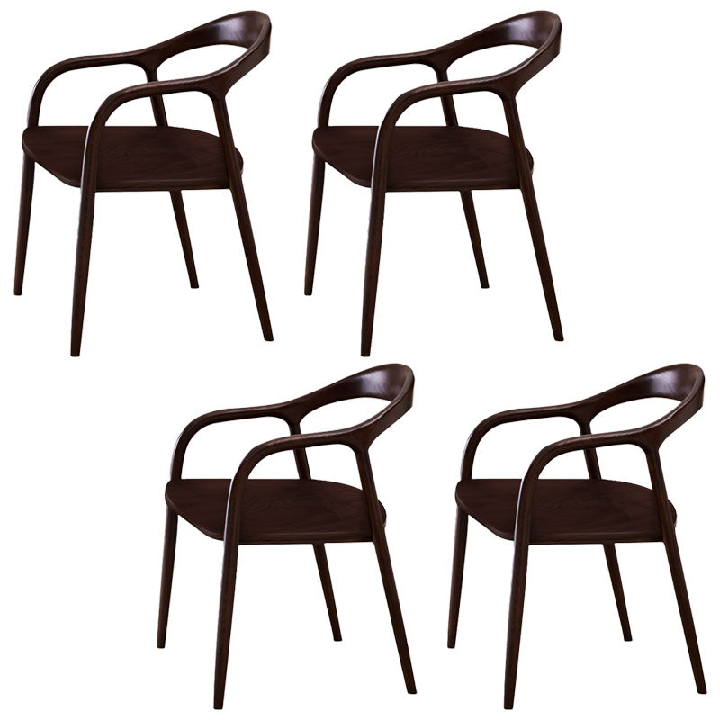 Traditional Solid Ash Wood Chairs Open Back Arm Dining Room Chairs Set Walnut 4 Piece Set Clearhalo ' kitchen&dining_furn' 'Dining Chairs' 'Dining Tables & Seating' 'dining_chair' 'furn' 'furn_dining_chair' 'Furniture' 'furniture_dining_chair' 'Kitchen & Dining Furniture' 'kitchen' 4130794