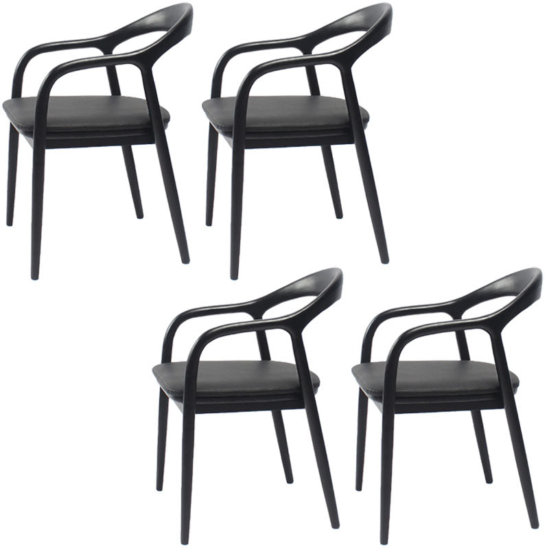 Traditional Solid Back Wood Chair Kitchen Dining Open Back Arm Chairs Set Black 4 Piece Set Clearhalo ' kitchen&dining_furn' 'Dining Chairs' 'Dining Tables & Seating' 'dining_chair' 'furn' 'furn_dining_chair' 'Furniture' 'furniture_dining_chair' 'Kitchen & Dining Furniture' 'kitchen' 4130810