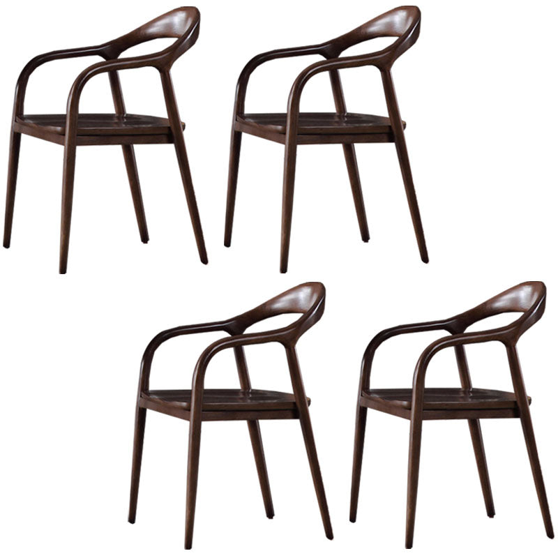 Traditional Solid Back Wood Chair Kitchen Dining Open Back Arm Chairs Set Walnut 4 Piece Set Clearhalo ' kitchen&dining_furn' 'Dining Chairs' 'Dining Tables & Seating' 'dining_chair' 'furn' 'furn_dining_chair' 'Furniture' 'furniture_dining_chair' 'Kitchen & Dining Furniture' 'kitchen' 4130820