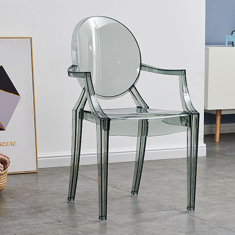 Modern Design Open Back Dining Side Chair Plastic Dining Arm Chair for Home Smoke Gray 1 Piece Clearhalo ' kitchen&dining_furn' 'Dining Chairs' 'Dining Tables & Seating' 'dining_chair' 'furn' 'furn_dining_chair' 'Furniture' 'furniture_dining_chair' 'Kitchen & Dining Furniture' 'kitchen' 4130832