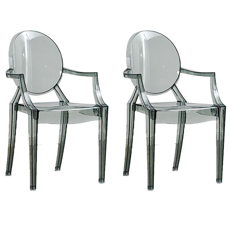 Modern Design Open Back Dining Side Chair Plastic Dining Arm Chair for Home Smoke Gray 2 Piece Set Clearhalo ' kitchen&dining_furn' 'Dining Chairs' 'Dining Tables & Seating' 'dining_chair' 'furn' 'furn_dining_chair' 'Furniture' 'furniture_dining_chair' 'Kitchen & Dining Furniture' 'kitchen' 4130833