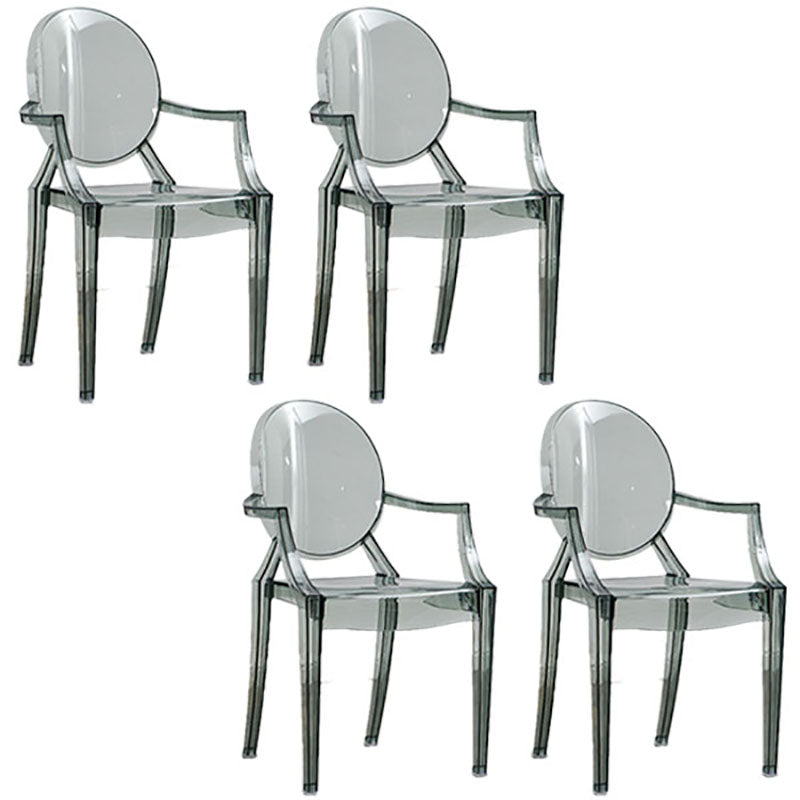 Modern Design Open Back Dining Side Chair Plastic Dining Arm Chair for Home Smoke Gray 4 Piece Set Clearhalo ' kitchen&dining_furn' 'Dining Chairs' 'Dining Tables & Seating' 'dining_chair' 'furn' 'furn_dining_chair' 'Furniture' 'furniture_dining_chair' 'Kitchen & Dining Furniture' 'kitchen' 4130836