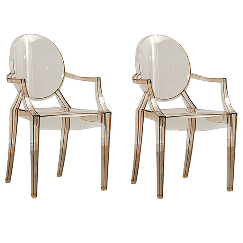 Modern Design Open Back Dining Side Chair Plastic Dining Arm Chair for Home Amber 2 Piece Set Clearhalo ' kitchen&dining_furn' 'Dining Chairs' 'Dining Tables & Seating' 'dining_chair' 'furn' 'furn_dining_chair' 'Furniture' 'furniture_dining_chair' 'Kitchen & Dining Furniture' 'kitchen' 4130839