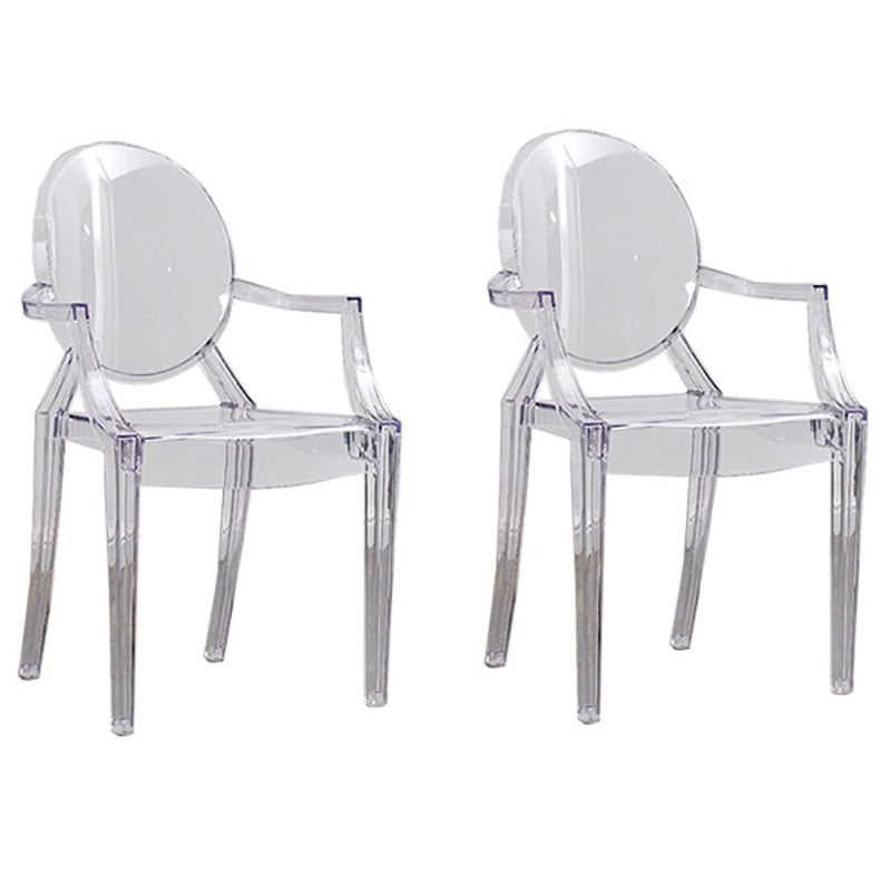 Modern Design Open Back Dining Side Chair Plastic Dining Arm Chair for Home Clear 2 Piece Set Clearhalo ' kitchen&dining_furn' 'Dining Chairs' 'Dining Tables & Seating' 'dining_chair' 'furn' 'furn_dining_chair' 'Furniture' 'furniture_dining_chair' 'Kitchen & Dining Furniture' 'kitchen' 4130845